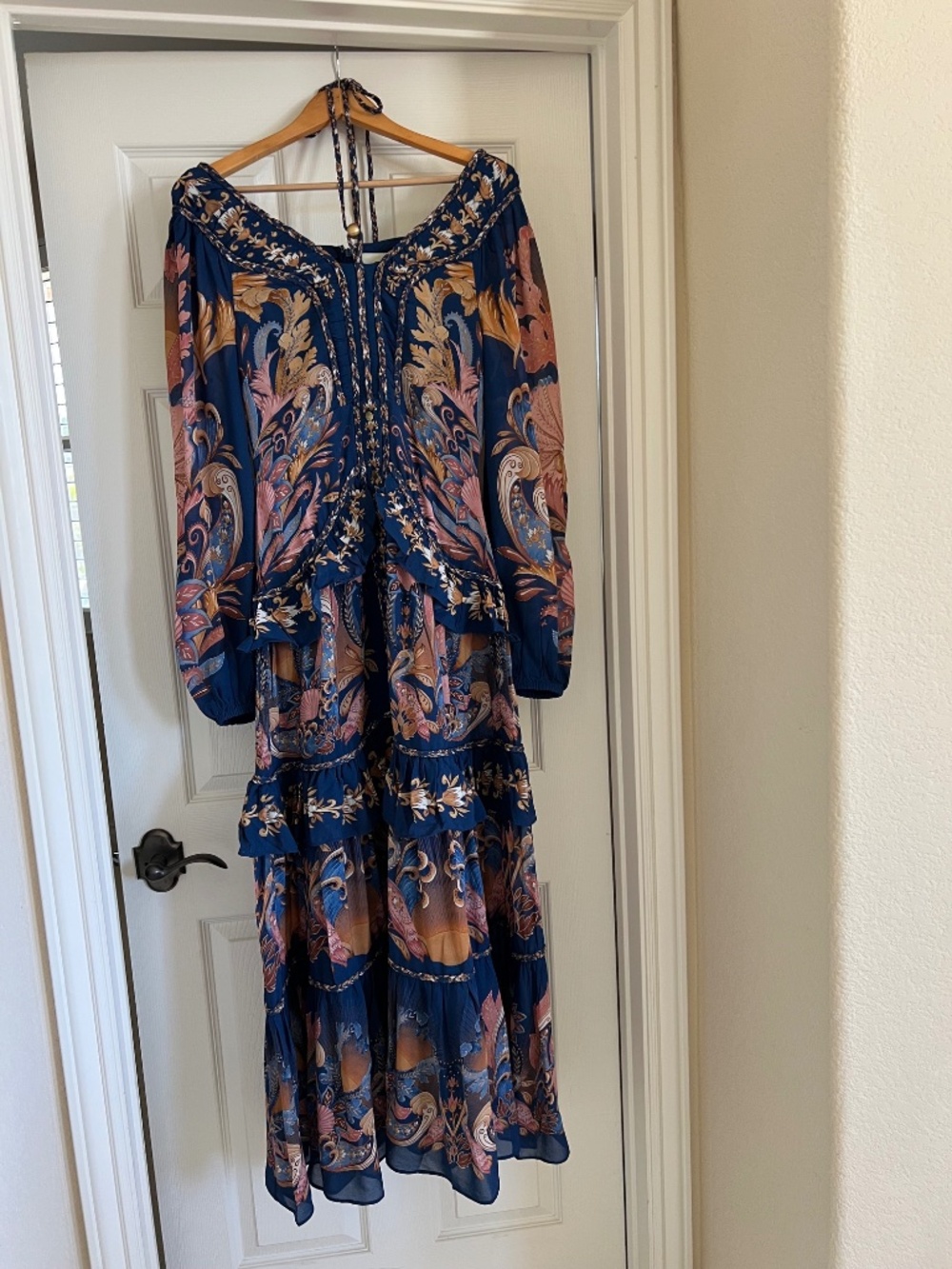 Farm Rio Navy Blue Sea Garden Braid Details Maxi Dress - NWT in Original Box - Picture 6 of 12